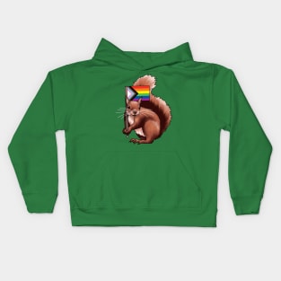 Squirrel with a Progress Pride Flag Kids Hoodie